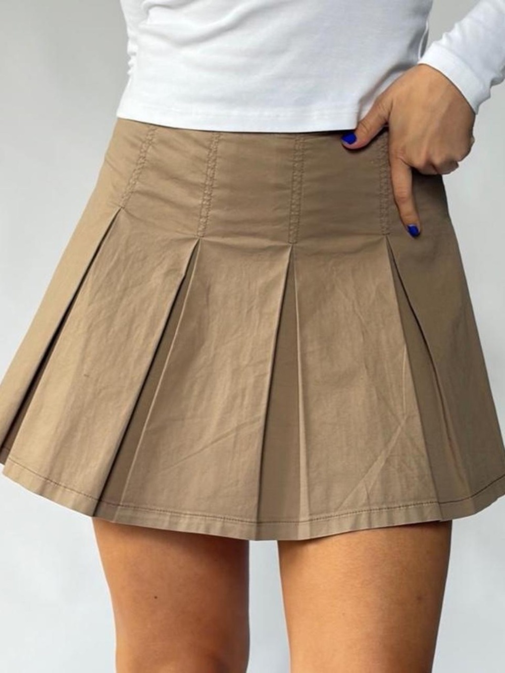 BP Pleated Mini Skirt Autumn Tan Small